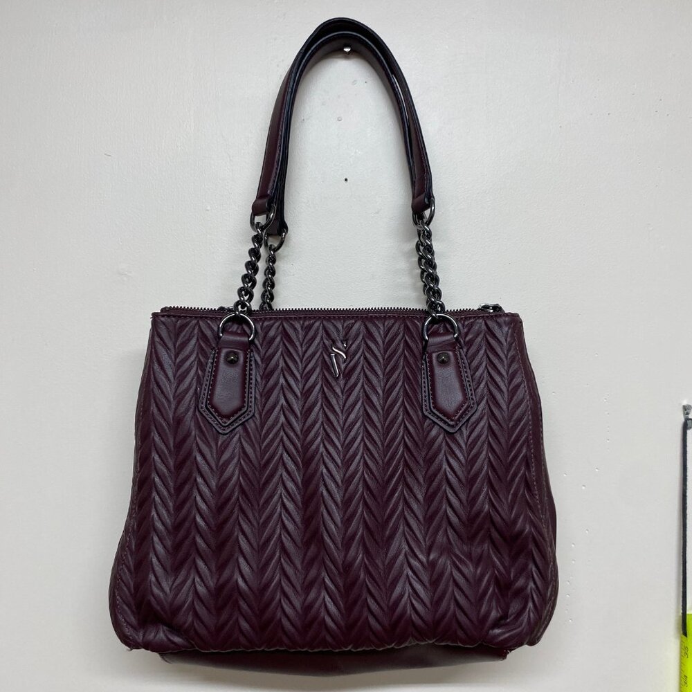 Simply Vera Vera Wang Graham Soft Satchel Bag Handbag Purse - Ruched Burgundy Wi
